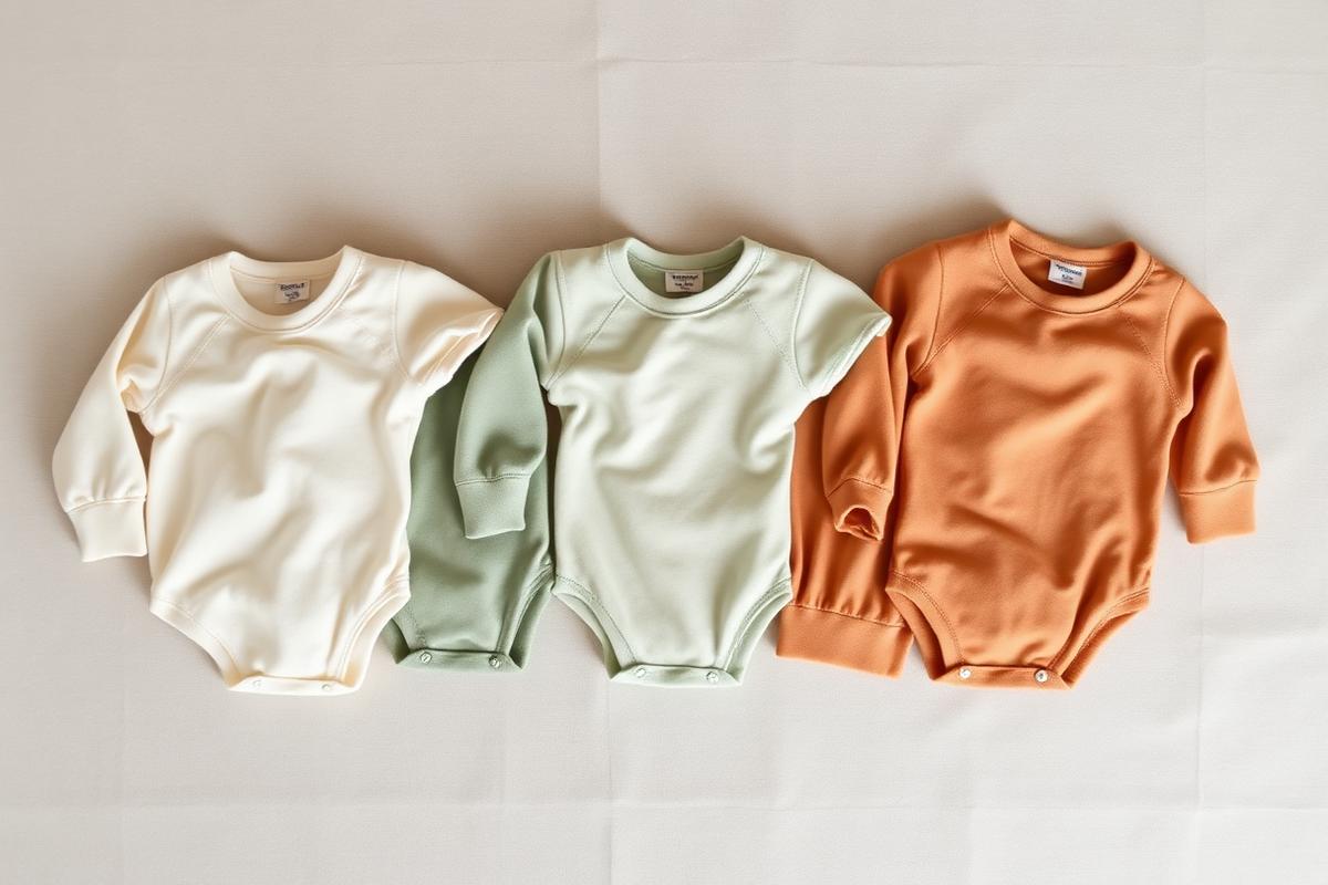 Baby bodyer i cream, sage og terracotta