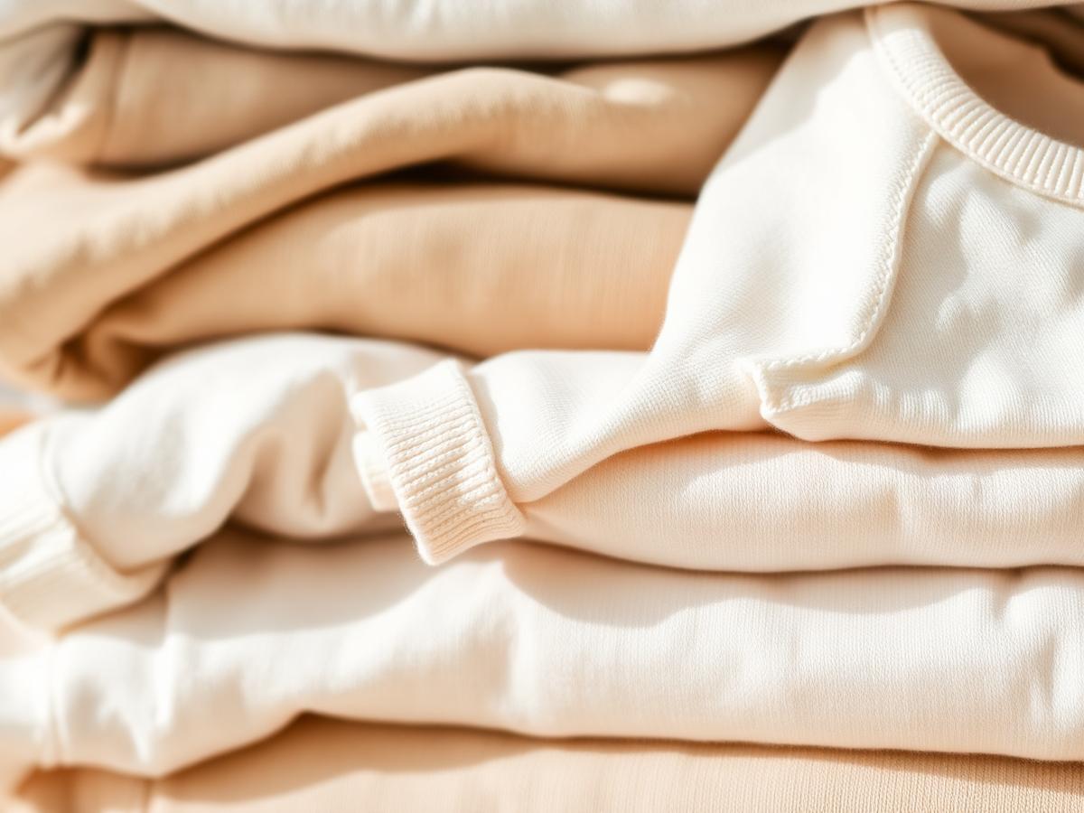 Sammenbrettede baby klær i naturlig bomull
