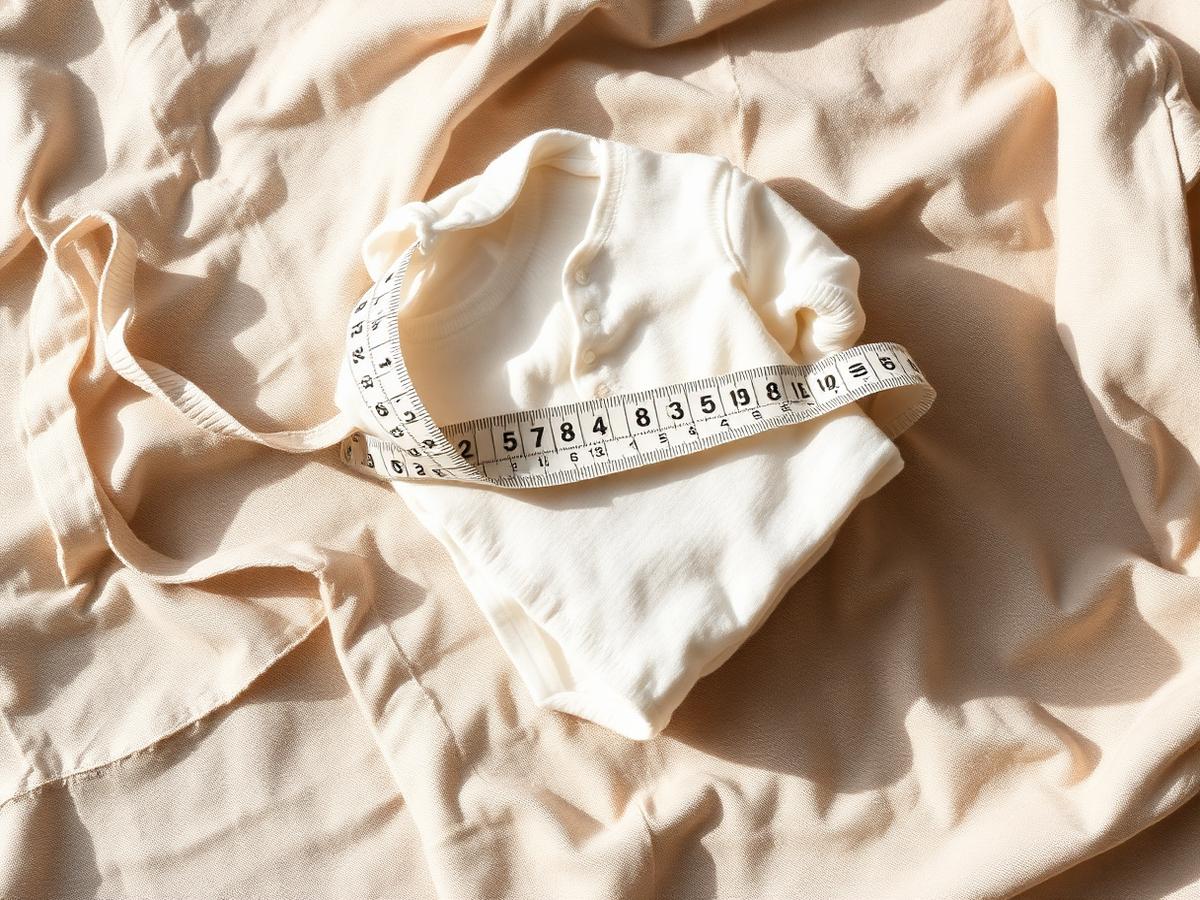 Målebånd og en sammenbrettet baby body